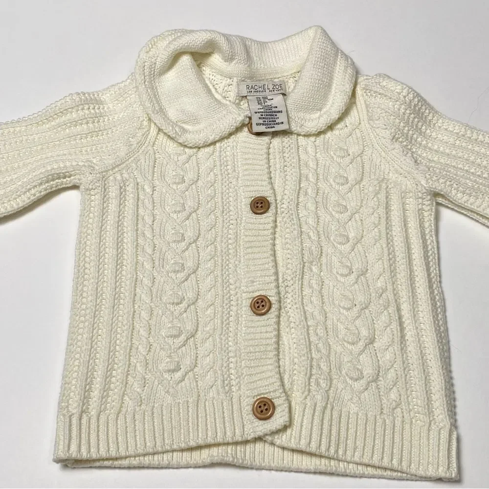 NWT Rachel Zoe Ivory Button Front Knit Cardigan Sweater Size 18 Months